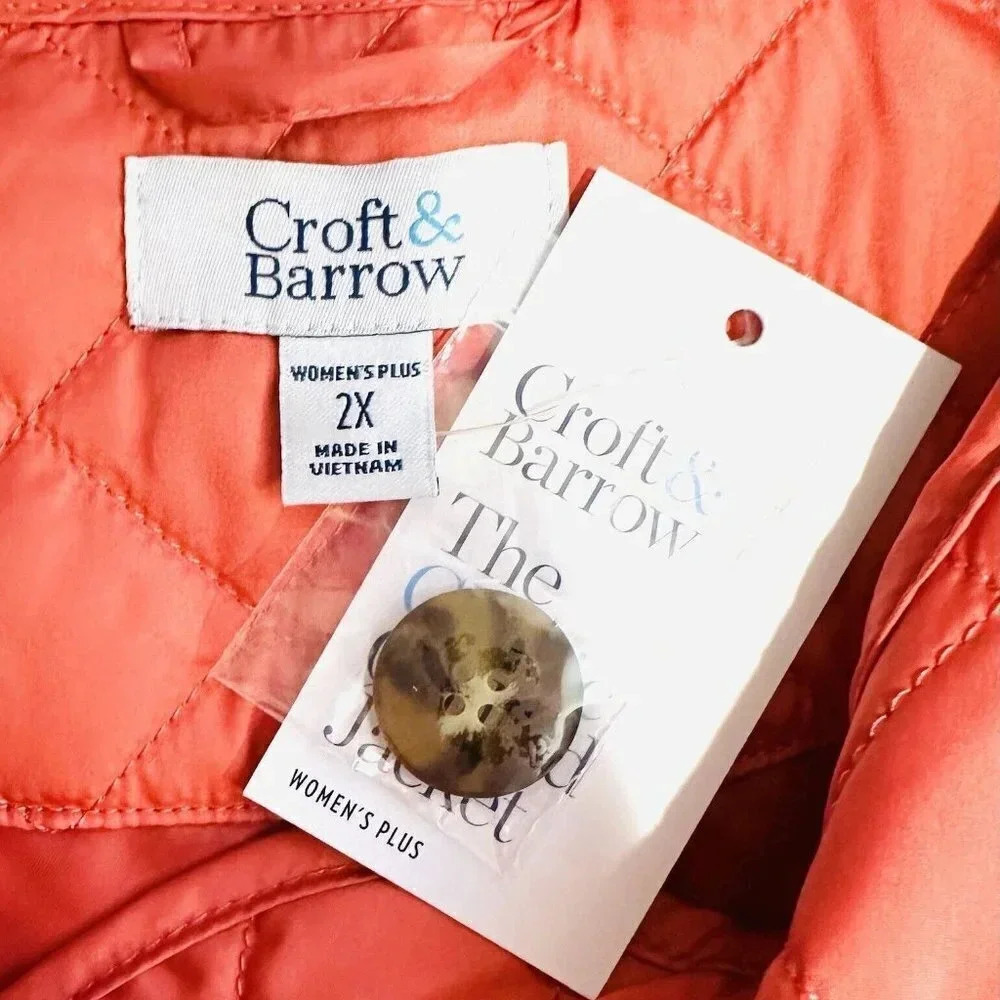 NWT CROFT & BARROW Women Button Down Quilted Orange Jacket Lightweight 2X - Picture 13 of 15